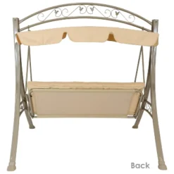 Sunnydaze Decor Sunnydaze Outdoor 3-Person Steel Patio Swing With Adjustable Canopy And Tufted Cushions, Beige -Furniture GUEST ef0ddd93 0195 4ce1 a236 0bd9b7ff7ff9