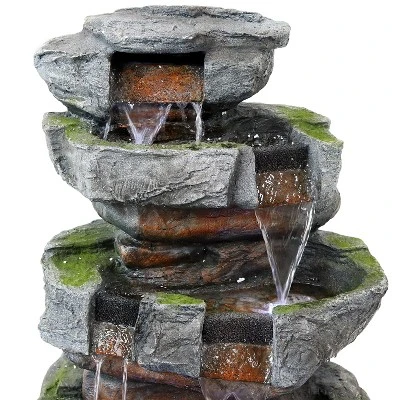 Sunnydaze Decor Sunnydaze 31"H Electric Polyresin And Fiberglass Large Rock Quarry Waterfall Outdoor Water Fountain With LED Lights 4 Sunnydaze Decor Sunnydaze 31"H Electric Polyresin And Fiberglass Large Rock Quarry Waterfall Outdoor Water Fountain With LED Lights - Image 2