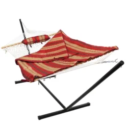 Sunnydaze Decor Sunnydaze Cotton Rope Freestanding Hammock With Spreader Bar With Portable Steel Stand And Pad And Pillow Set - 12' Stand 25 Sunnydaze Decor Sunnydaze Cotton Rope Freestanding Hammock With Spreader Bar With Portable Steel Stand And Pad And Pillow Set - 12' Stand -Furniture GUEST f067a071 5518 4a24 8ffd 7060a8c80a1f