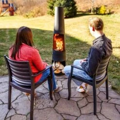 Sunnydaze Decor Sunnydaze Steel Chiminea With Built-In Log Holder - Black - 59" H -Furniture GUEST f084bf06 4500 4043 a888 76e59011e9d5
