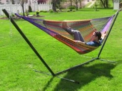 Sunnydaze Decor Sunnydaze Mayan Family Hammock Hand-Woven XXL Thick Cord With Stand - 400 Lb Weight Capacity/15' Stand -Furniture GUEST f1031f2b a82c 4ce7 a796 66ecfe73b7d3