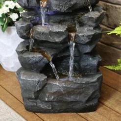 Sunnydaze Decor Sunnydaze 24"H Electric Polyresin Grotto Falls Outdoor Water Fountain With LED Lights -Furniture GUEST f1c8bb74 4797 4ced 931c 7e4067ce3cfd