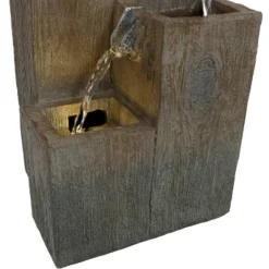 Sunnydaze Decor Sunnydaze Indoor Home Office Polyresin Faux Wooden Tiered Columns Tabletop Fountain With LED Lights - 13" -Furniture GUEST f2de5e76 66ea 4142 9855 7df713cc7b8a