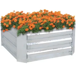 Sunnydaze Decor Sunnydaze Corrugated Galvanized Steel Raised Garden Bed For Plants, Vegetables, And Flowers - 24" Square X 11.75" H -Furniture GUEST f47acaf0 e917 4ba3 9a98 c7804047dfd3