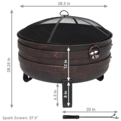 Sunnydaze Decor Sunnydaze Heavy-Duty Steel Cauldron Fire Pit With Spark Screen And PVC Protective Cover - 28.5-Inch Round - Brushed Bronze -Furniture GUEST f5a06ebd 7577 426a 9c98 50d130b0cfe8