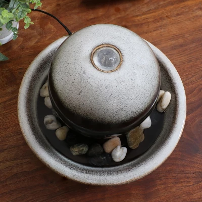 Sunnydaze Decor Sunnydaze Indoor Home Office Tabletop Modern Orb Smooth Glazed Ceramic Water Fountain Feature - 7" - Dark Brown 6 Sunnydaze Decor Sunnydaze Indoor Home Office Tabletop Modern Orb Smooth Glazed Ceramic Water Fountain Feature - 7" - Dark Brown - Image 4