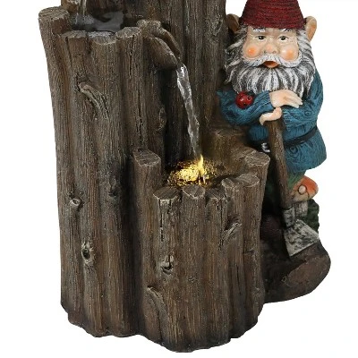 Sunnydaze Decor Sunnydaze 17"H Electric Polyresin Resting Gnome By Tiered Logs Outdoor Water Fountain With LED Light 6 Sunnydaze Decor Sunnydaze 17"H Electric Polyresin Resting Gnome By Tiered Logs Outdoor Water Fountain With LED Light - Image 4