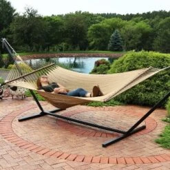 Sunnydaze Decor Sunnydaze Large Double Wide Two-Person Polyester Rope Hammock With Spreader Bars - 600 Lb Weight Capacity -Furniture GUEST f717ca0f 32c3 4424 8d5c 12f884aca55c