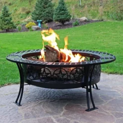 Sunnydaze Decor Sunnydaze Outdoor Camping Or Backyard Steel Round Four Star Fire Pit Table With Spark Screen - 40" - Black -Furniture GUEST f72989dc eba6 495a b050 d24a0756558e