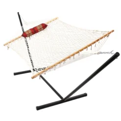 Sunnydaze Decor Sunnydaze Cotton Rope Freestanding Hammock With Spreader Bar With Portable Steel Stand And Pad And Pillow Set - 12' Stand 24 Sunnydaze Decor Sunnydaze Cotton Rope Freestanding Hammock With Spreader Bar With Portable Steel Stand And Pad And Pillow Set - 12' Stand -Furniture GUEST f7ce3330 2d22 4d25 a94b d534df1001d4