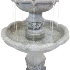 Sunnydaze Decor Sunnydaze 50"H Electric Fiberglass Reinforced Concrete 2-Tier French Garden Design Outdoor Water Fountain, Dusty Gray -Furniture GUEST f7f8a7fa f77e 4e20 8175 d8640287e5b1