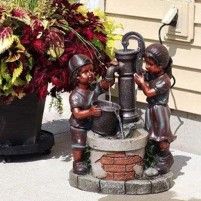 Sunnydaze Decor Sunnydaze 24"H Electric Polyresin Jack And Jill At Farmhouse Pump And Well Outdoor Water Fountain 4 Sunnydaze Decor Sunnydaze 24"H Electric Polyresin Jack And Jill At Farmhouse Pump And Well Outdoor Water Fountain - Image 2