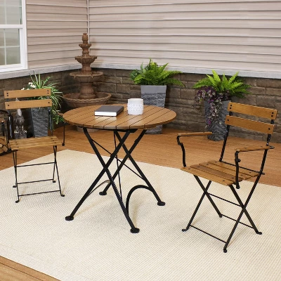 Sunnydaze Decor Sunnydaze Indoor/Outdoor Basic Chestnut Wood Bistro Table And Chairs Set - Dark Brown - 3pc 3 Sunnydaze Decor Sunnydaze Indoor/Outdoor Basic Chestnut Wood Bistro Table And Chairs Set - Dark Brown - 3pc