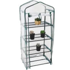 Sunnydaze Decor Sunnydaze Outdoor Portable Growing Rack 4-Tier Greenhouse With Roll-Up Door - 4 Shelves - Clear -Furniture GUEST f94c999d 0ddb 4239 b4fa 954e65acd279