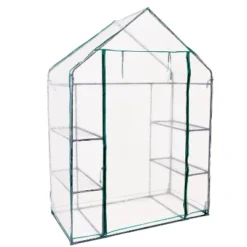 Sunnydaze Decor Sunnydaze Outdoor Portable Tiered Growing Rack Deluxe Walk-In Greenhouse With Roll-Up Door - 4 Shelves - Clear - 54" X 28" X 77" -Furniture GUEST f97a97ed b8ec 4293 b6e7 9f794031efec