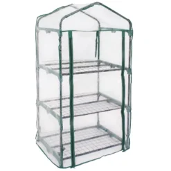 Sunnydaze Decor Sunnydaze Outdoor Portable Growing Rack 3-Tier Greenhouse With Roll-Up Door - 3 Shelves - Clear -Furniture GUEST f9d93a32 5862 496a 85c8 4fdc9aab67dd