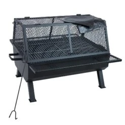 Sunnydaze Decor Sunnydaze Steel Grilling Fire Pit With Mesh Spark Screen And Protective PVC Cover - Black - 36." W X 32.5" D X 23.75" H -Furniture GUEST fa77650f 3ab2 44fd 8808 9681a595478c