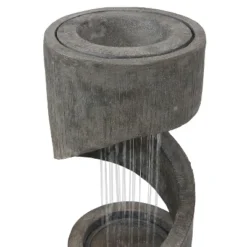 Sunnydaze Decor Sunnydaze 31"H Electric Polyresin Showering Spiral Column Outdoor Water Fountain With LED Light -Furniture GUEST faff7d07 c455 41ae b98c 7b9b61d8b183