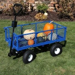 Sunnydaze Decor Sunnydaze Outdoor Lawn And Garden Heavy-Duty Durable Steel Mesh Utility Dump Wagon Cart With Removable Sides -Furniture GUEST fb94ac47 2132 4bae 9133 b34b9da64f53