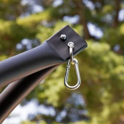 Sunnydaze Decor Sunnydaze Steel Outdoor Hammock Chair Stand With Curved Legs - Black - 84" -Furniture GUEST fdc1103a ab93 4fc4 a331 3ea5704679d6