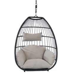 Sunnydaze Decor Sunnydaze Outdoor Resin Wicker Patio Oliver Lounge Hanging Basket Egg Chair Swing With Cushions And Headrest - Gray - 2pc 16 Sunnydaze Decor Sunnydaze Outdoor Resin Wicker Patio Oliver Lounge Hanging Basket Egg Chair Swing With Cushions And Headrest - Gray - 2pc -Furniture GUEST fe4bda3e 401d 41fb a369 8410b1b83c70