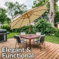 Sunnydaze Decor 8.5 Ft Outdoor Patio Umbrella With Tilt, Crank And Vent - Faux Woodgrain Finish - Solar -Furniture GUEST fe664d21 43e1 4013 bebc 774f09642ab6