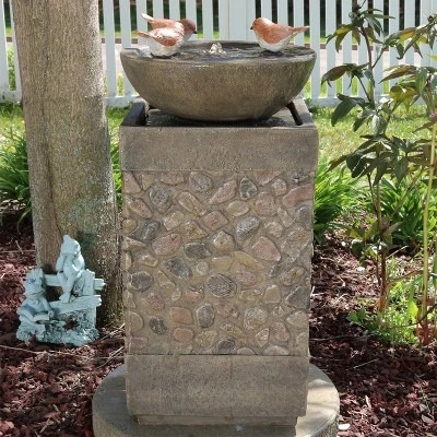 Sunnydaze Decor Sunnydaze 25"H Electric Polyresin Three Bathing Birds Outdoor Water Fountain With LED Light 3 Sunnydaze Decor Sunnydaze 25"H Electric Polyresin Three Bathing Birds Outdoor Water Fountain With LED Light
